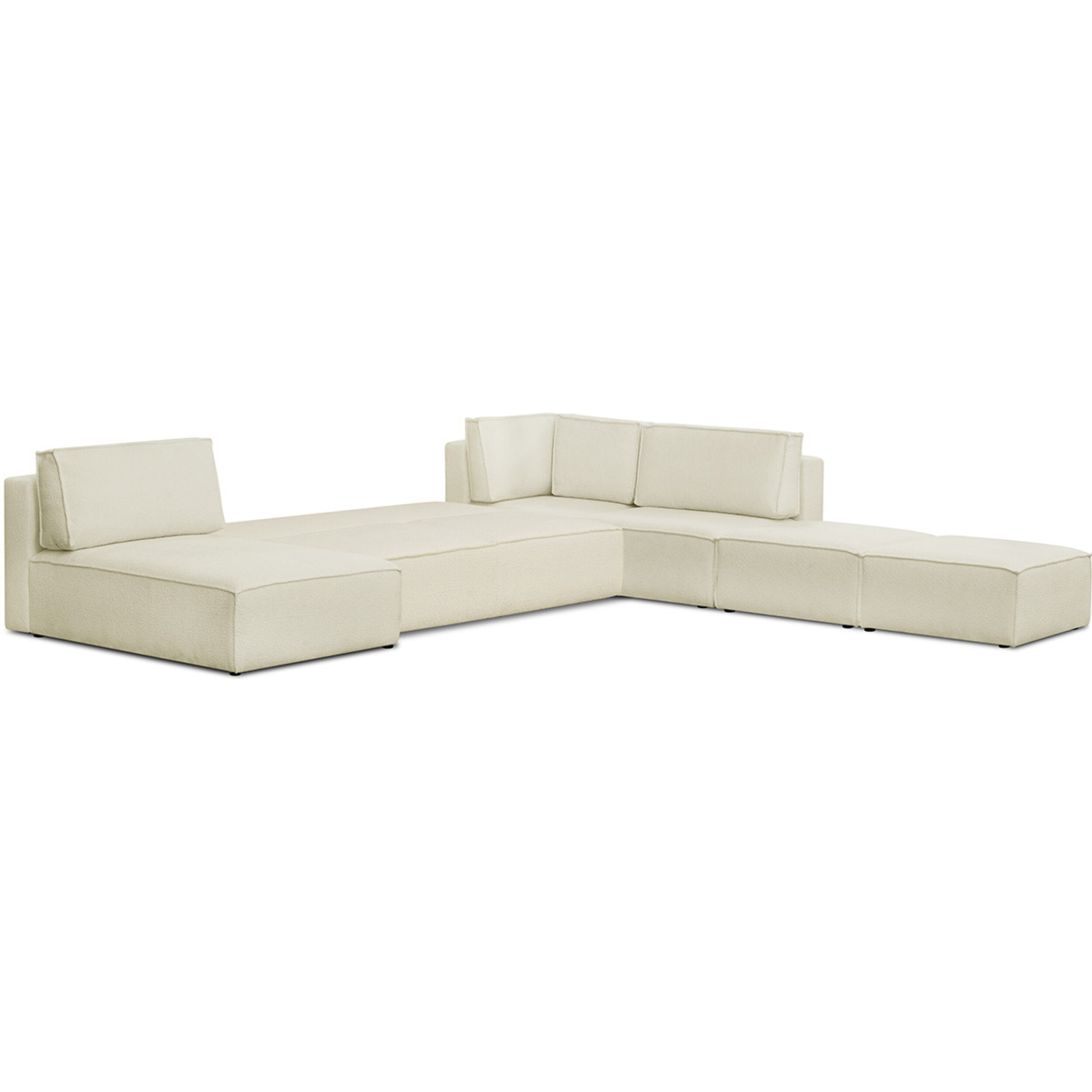 Canapé d'angle droit convertible 8+2 places en tissu bouclé - HARPER MOD