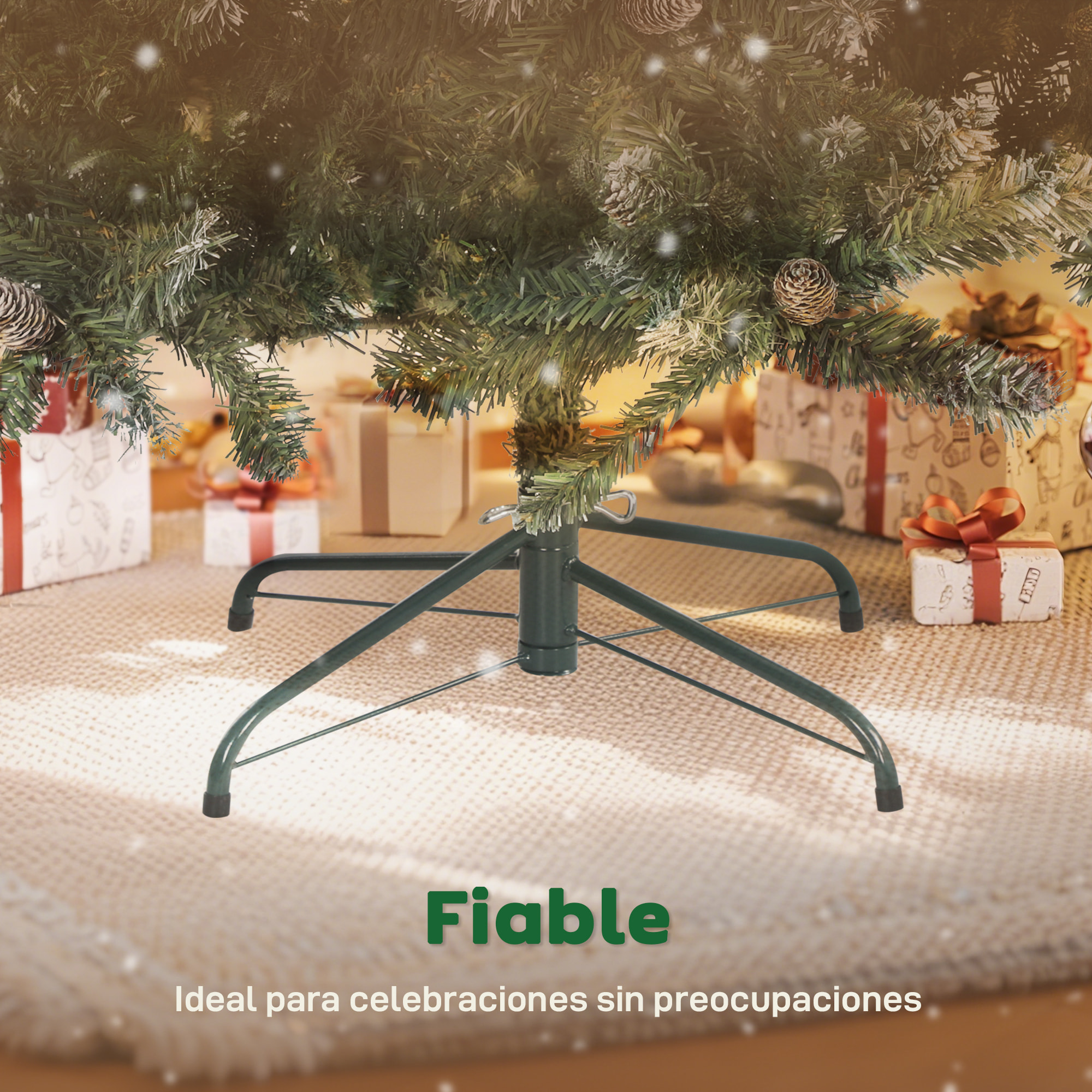 Árbol de Navidad Artificial 180 cm, Árbol de Navidad con 910 Ramas Densas con Nieve, 58 Piñas y Soporte Metálico Plegable, Fácil Montaje, para Salón, Interior, Verde