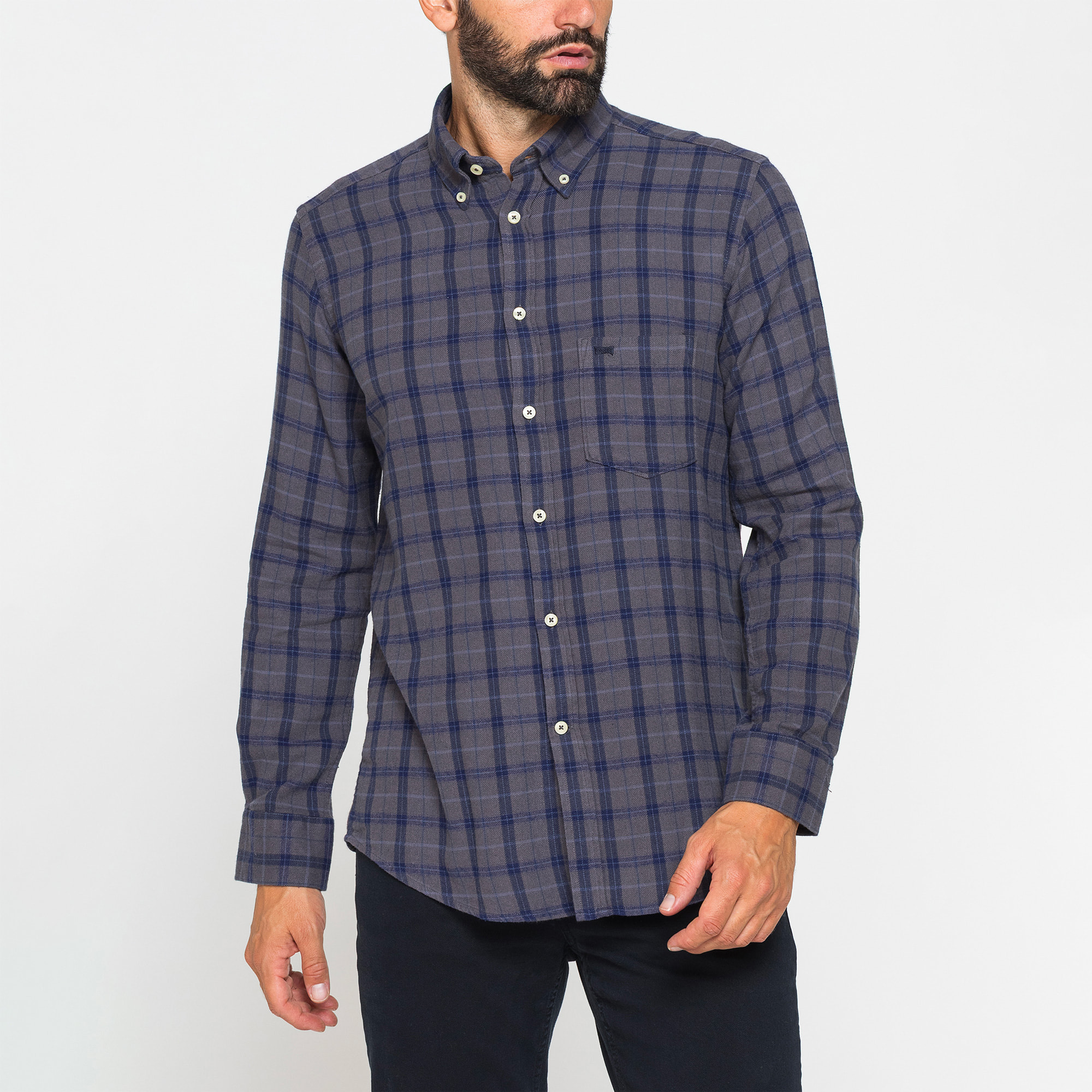 CAMICIA FANTASIA TINTO FILO IN FLANELLA LEGGERA