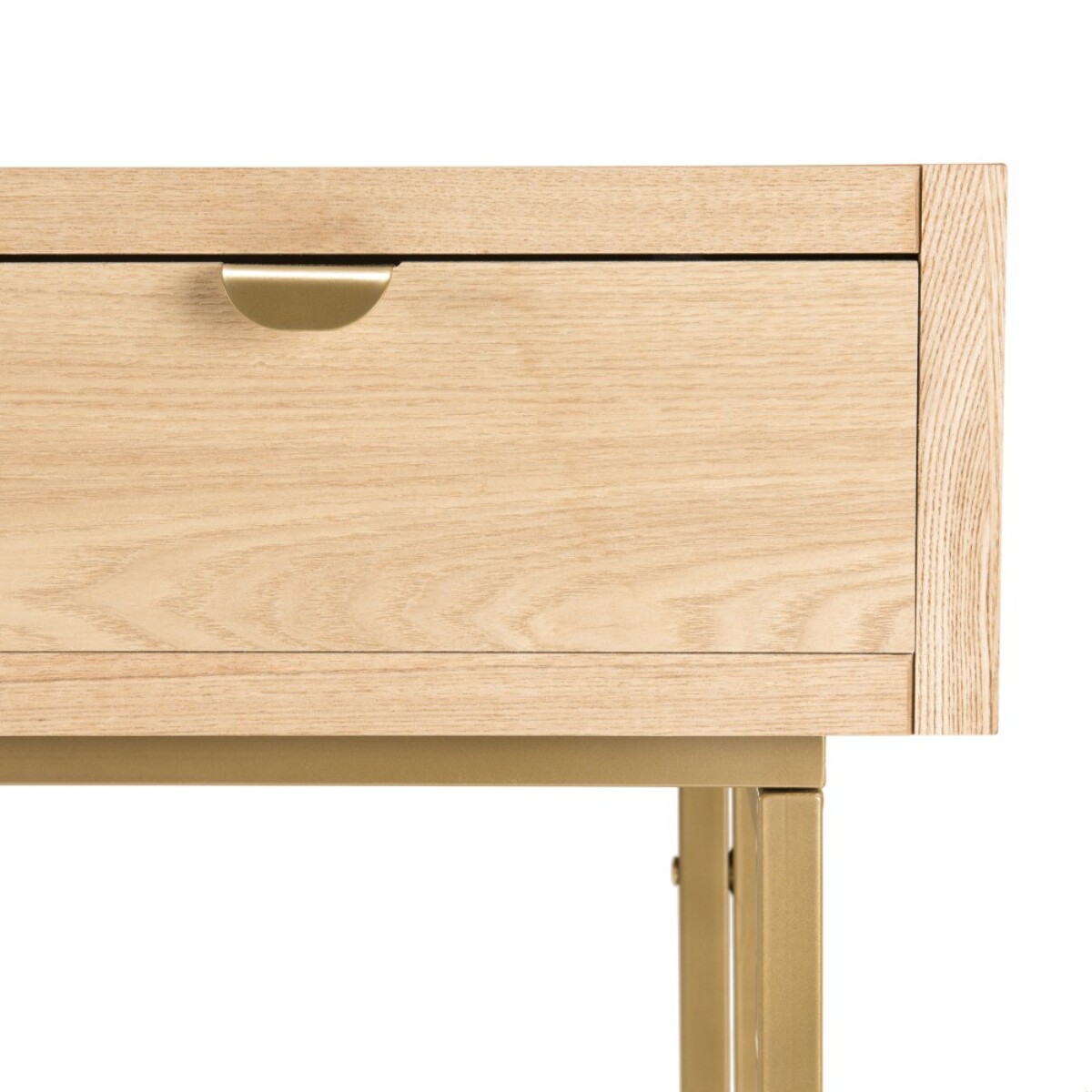 ALINE - Console 2 tiroirs pieds métal doré