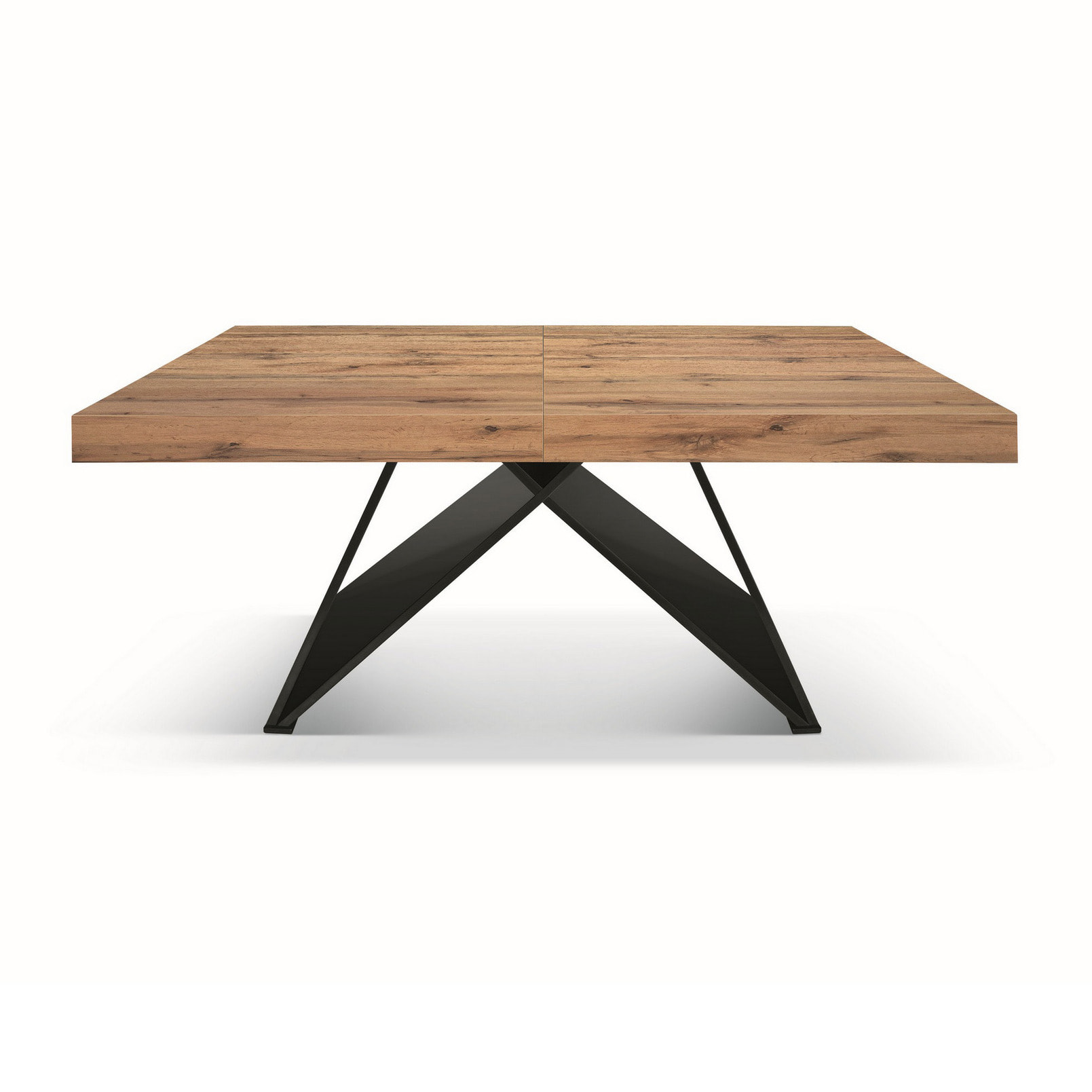 Tavolo VULCANO in legno, finitura rovere rustico con base in MDF antracite, allungabile 160×90 cm – 240×90 cm