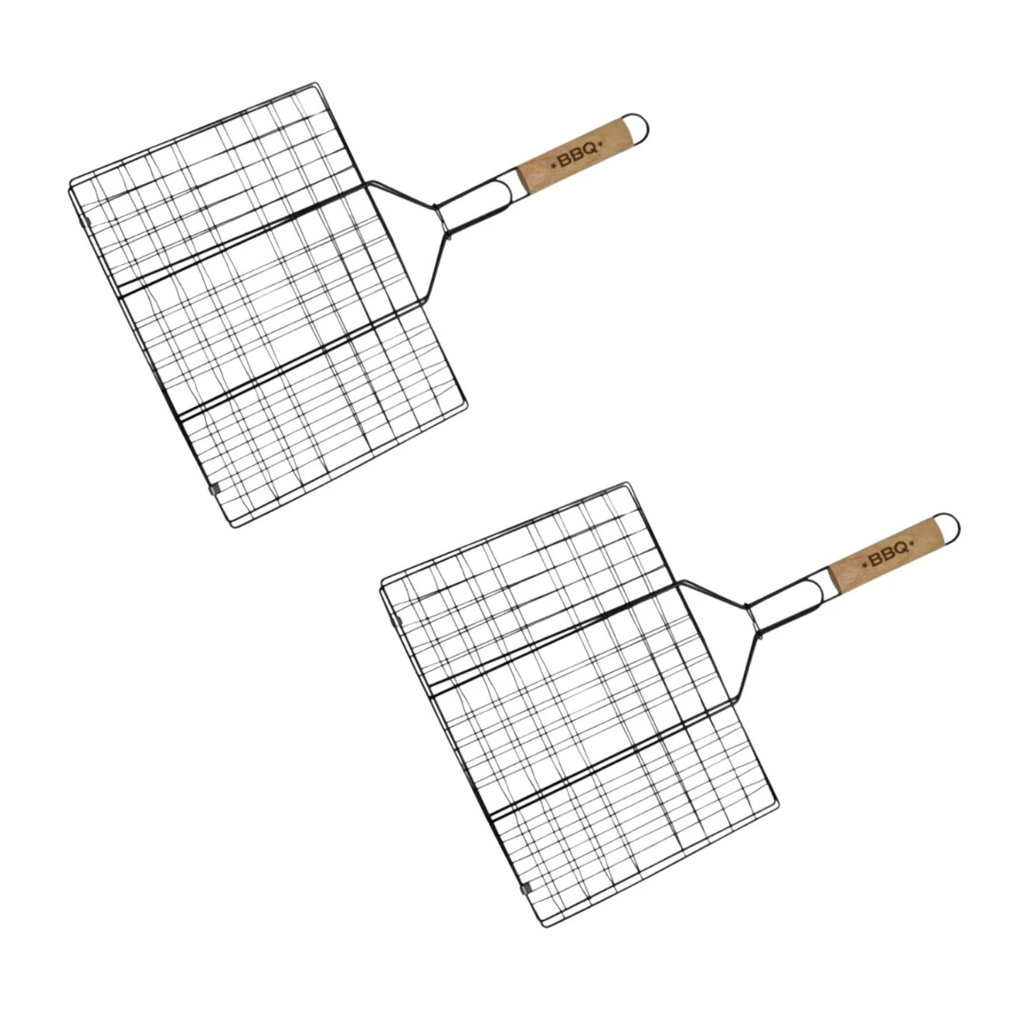 Lot de 2 grilles barbecue 35/25,5/54 cm en acier inoxydable et bois Fackelmann Barbecue
