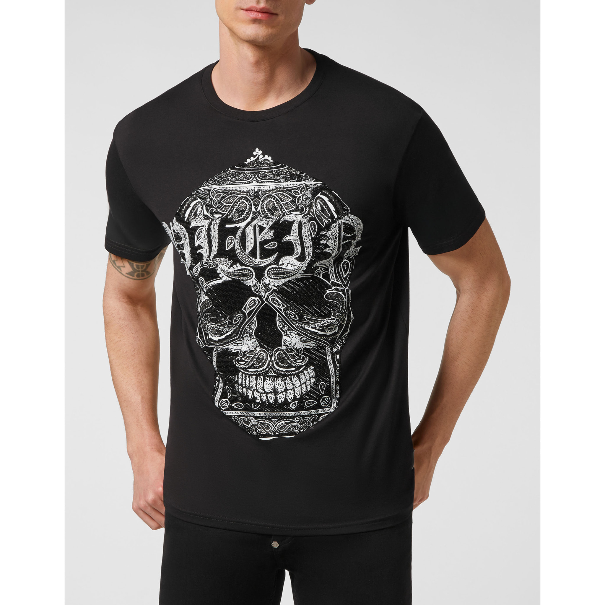 PHILIPP PLEIN Camiseta de cuello redondo y manga corta SKULL