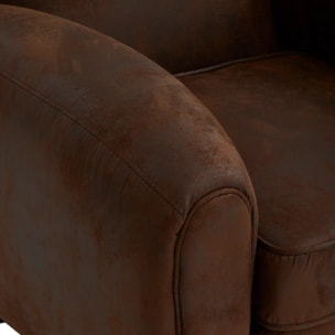 Fauteuil club "Stanis" effet cuir marron