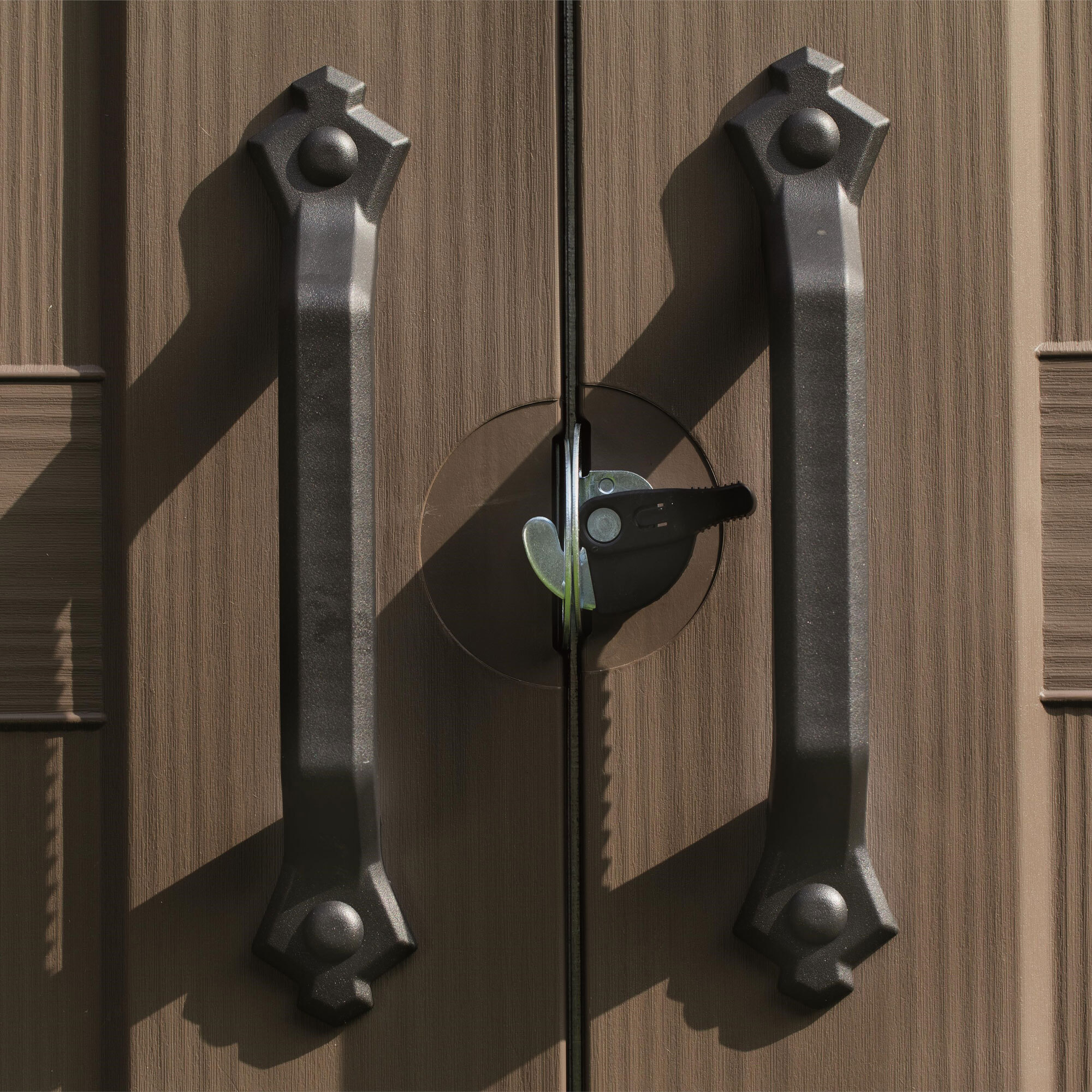 Factor 8x11 - Casetta da Giardino 256,50x243x331,50 cm 2 Ante per deposito attrezzi finitura effetto legno in Resina Beige