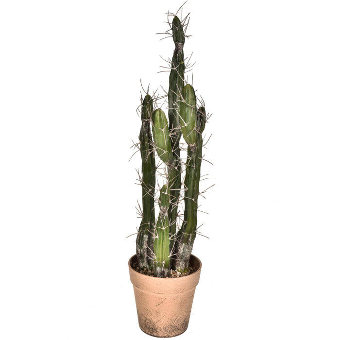 Cactus Con Vaso. Altezza 61 Cm - Pezzi 1 - 25X61X25cm - Colore: Verde - Bianchi Dino - Piante Artificiali