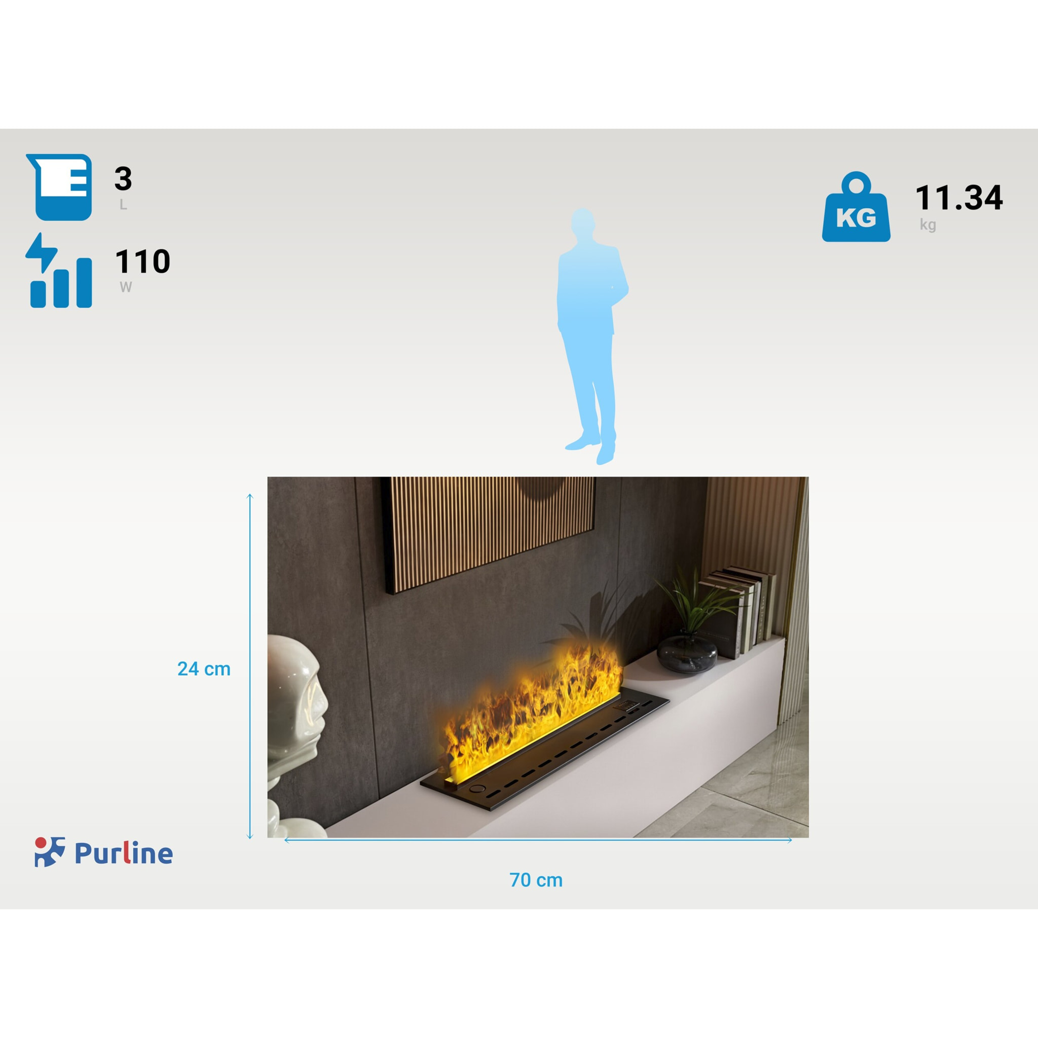 Cheminée décorative avec flammes artificielles