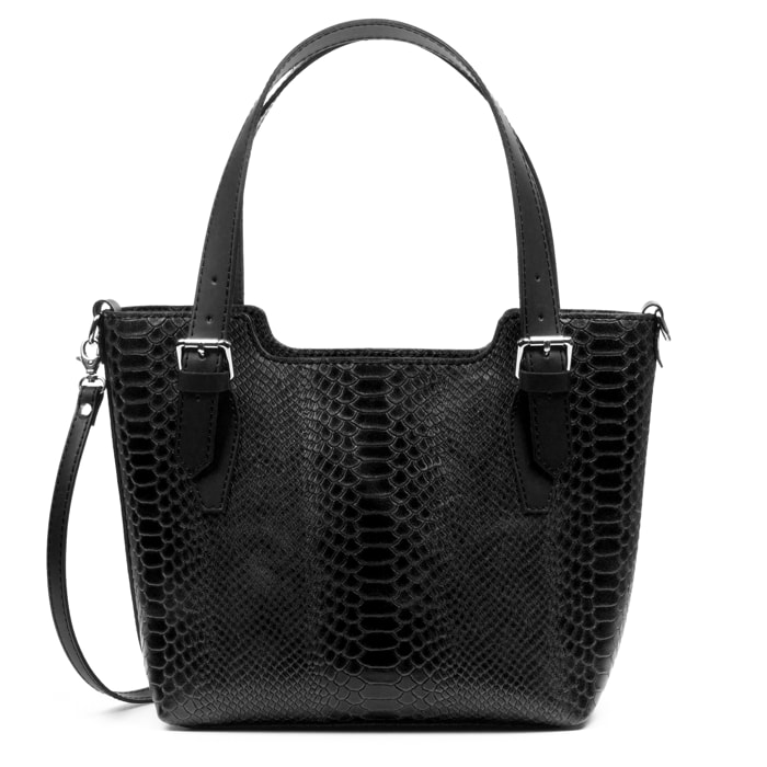 FIRENZE ARTEGIANI Borsa Tote da Donna Arezzo. Vera Pelle Scamosciata Incisione Serpente Made in Italy 37x14x27 Cm. Colore nero