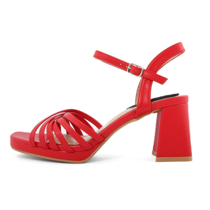 Sandali Donna colore Rosso-Altezza tacco:8cm