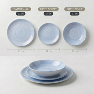 Servizio Tavola da 18 Piatti in Ceramica, lavabile in lavastoviglie e adatto a microonde, Intrecci