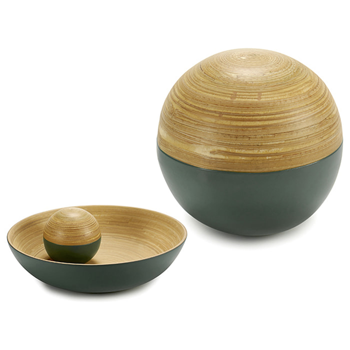 Palla di bambù decorazione verde opaco 10 cm.