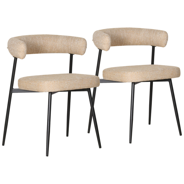 Lot de 2 chaises en tissu jaune chiné THEA