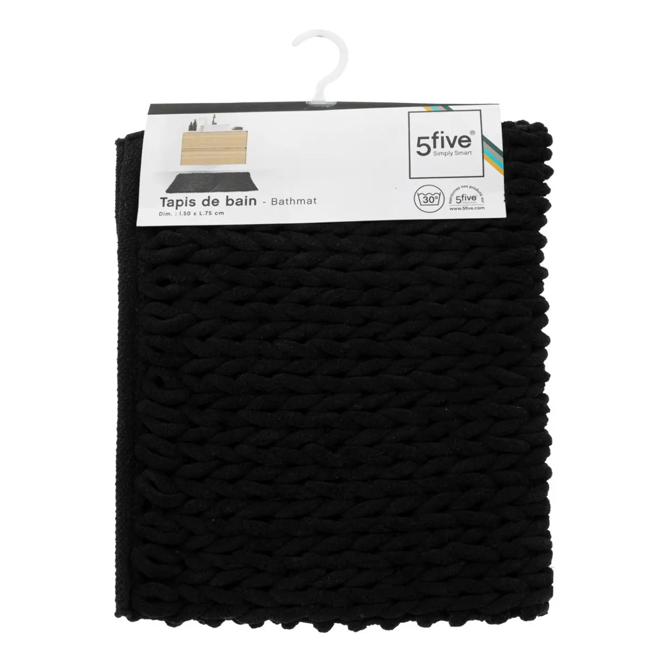 Tapis de bain 50x75 cm Noir khôl Colorama