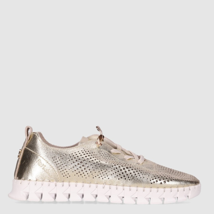 Zapatos de Piel - Platino - Tacón: Bajo