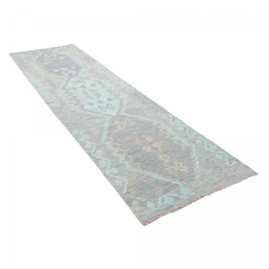 Tapis kilim géométrique, tissé à plat, laine naturelle, OKOGA