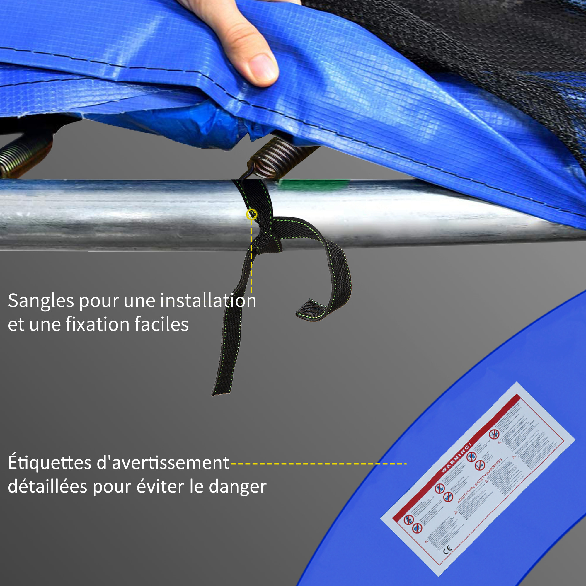 Couvre-ressort trampoline Ø 366 cm PVC PE haute densité rembourrage 15 mm multicolore