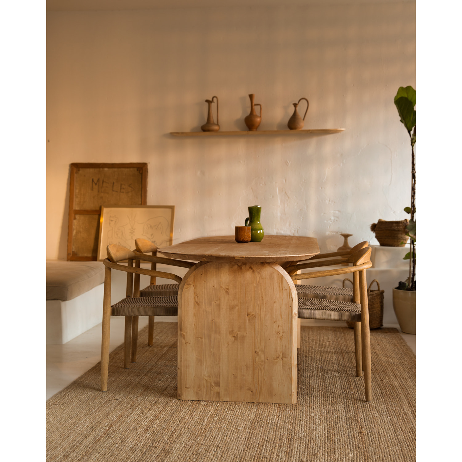 Table à manger ovale en bois massif ton chêne moyen en différentes tailles