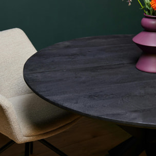 Table ronde noire en bois de manguier Ø150 cm ALVERA