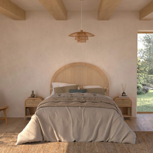 Table de chevet en bois massif, 1 porte et 1 niche - Alata