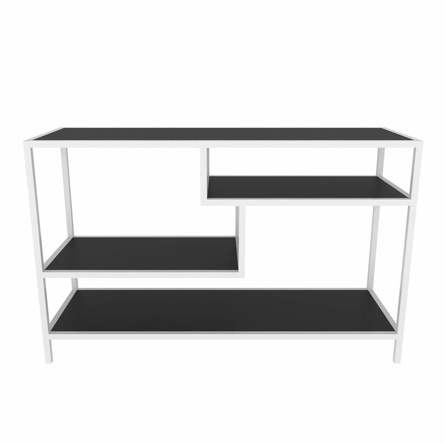 Mobile porta TV Dplizzar, Credenza da soggiorno, Armadio basso per TV, Base parete attrezzata, 120x39h75 cm, Bianco e Antracite