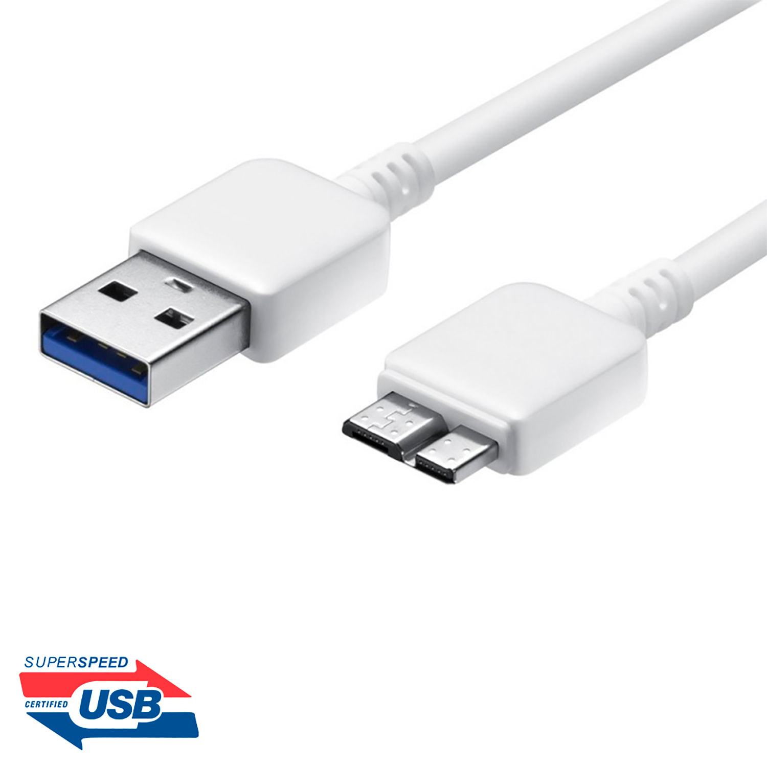 DAM Cavo da USB 3.0 a micro B per dischi rigidi esterni, 90 cm 100x1x1 cm. Colore bianco