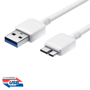 DAM Cavo da USB 3.0 a micro B per dischi rigidi esterni, 90 cm 100x1x1 cm. Colore bianco