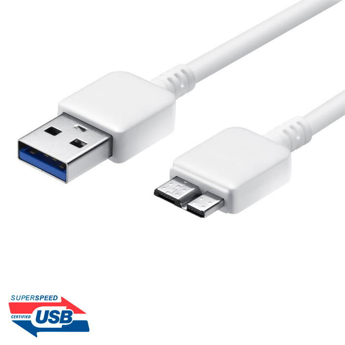 DAM Cavo da USB 3.0 a micro B per dischi rigidi esterni, 90 cm 100x1x1 cm. Colore bianco