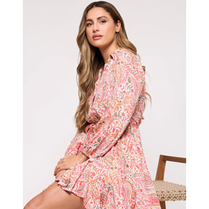 Vestido Corto Estampado Rosa - Winona