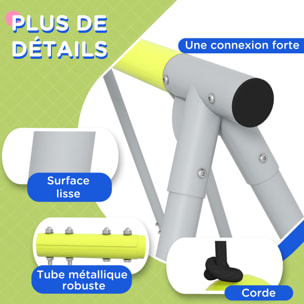Balançoire 3 agrès portique 2 face à face et balançoire dim. 2,83L x 1,56l x 1,8H m métal époxy PE gris vert
