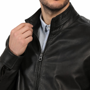 Giubbino in vera pelle di vitello Nero