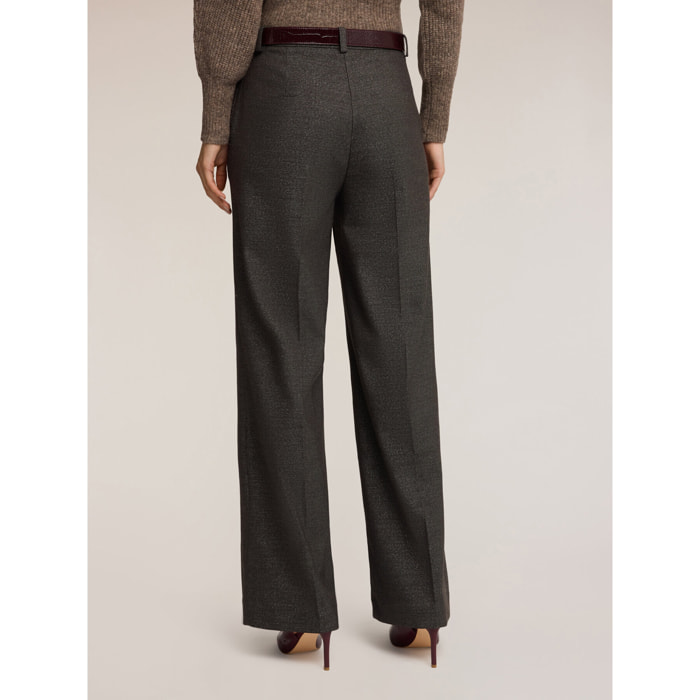 Motivi - Pantaloni palazzo in tessuto armaturato misto lurex - Grigio