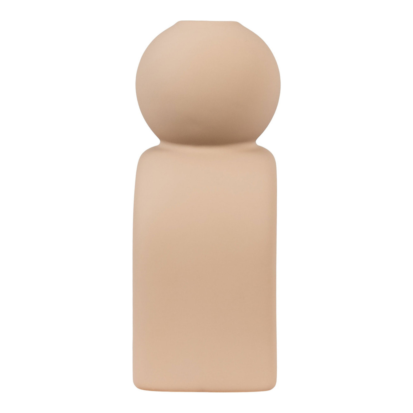 Portacandele in gres marrone con forma antropomorfa 10,5x17 cm