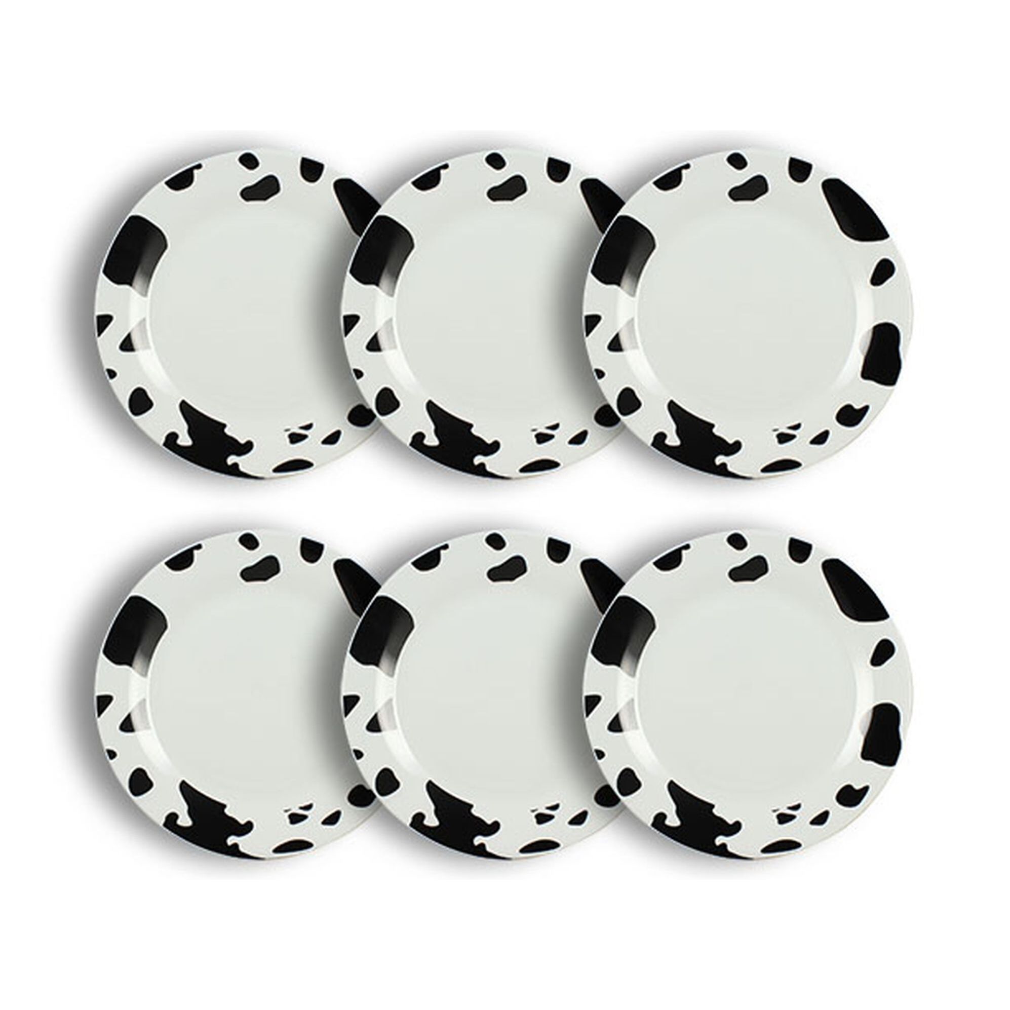 Lot de 6 assiettes plates 26,5cm en porcelaine à motif vache ANIMALS