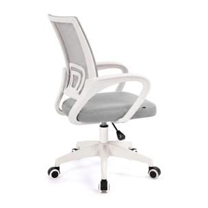 Silla de escritorio con respaldo transpirable en blanco y gris 84-94 cm Nika Blanco - Gris
