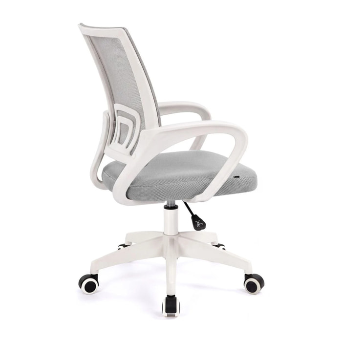 Silla de escritorio con respaldo transpirable en blanco y gris 84-94 cm Nika Blanco - Gris