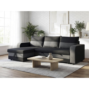 Canapé d'angle réversible/convertible en tissu "Victor" - 3 places - Noir