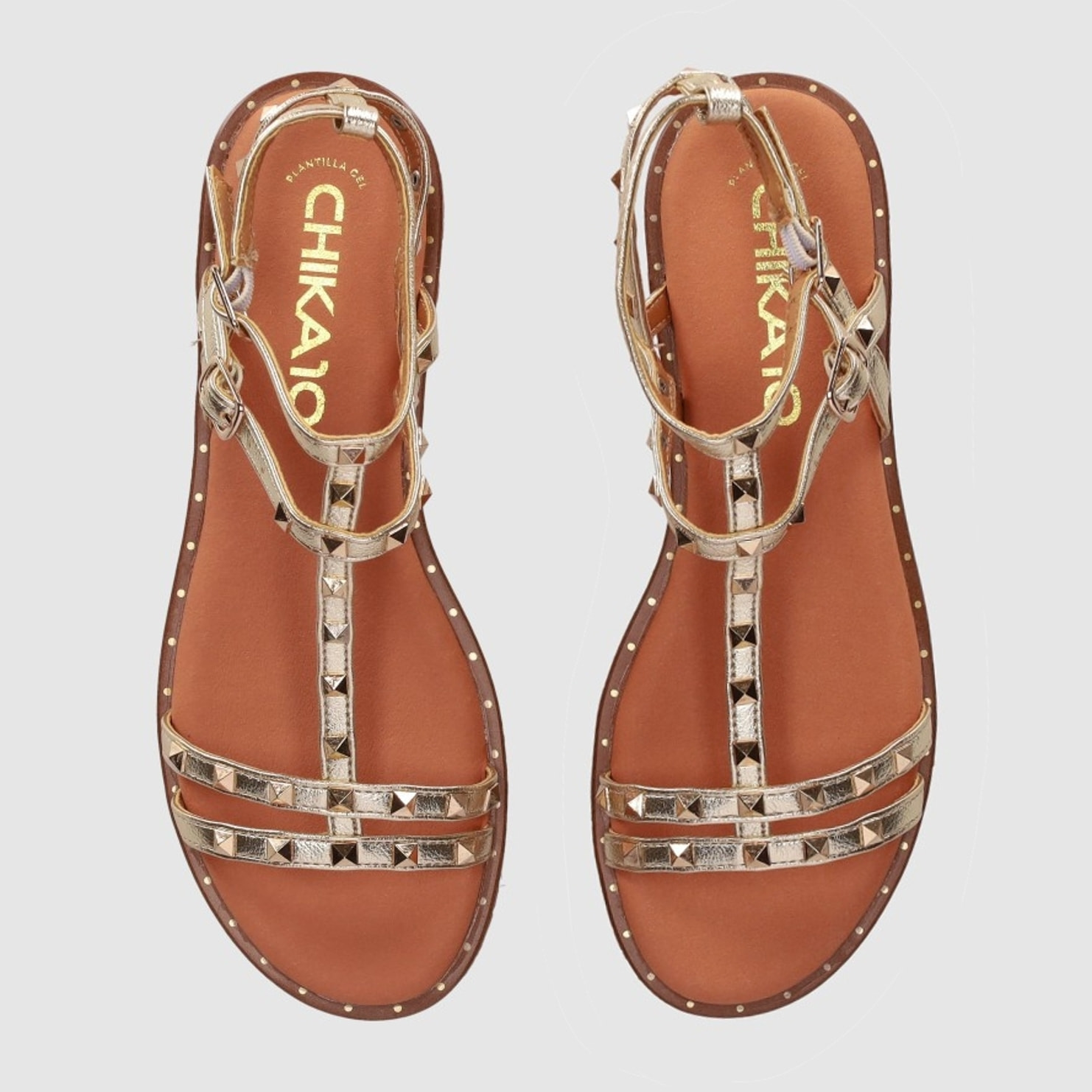 Sandalias - Oro - Tacón: Bajo