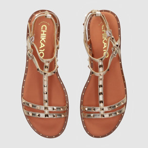 Sandalias - Oro - Tacón: Bajo