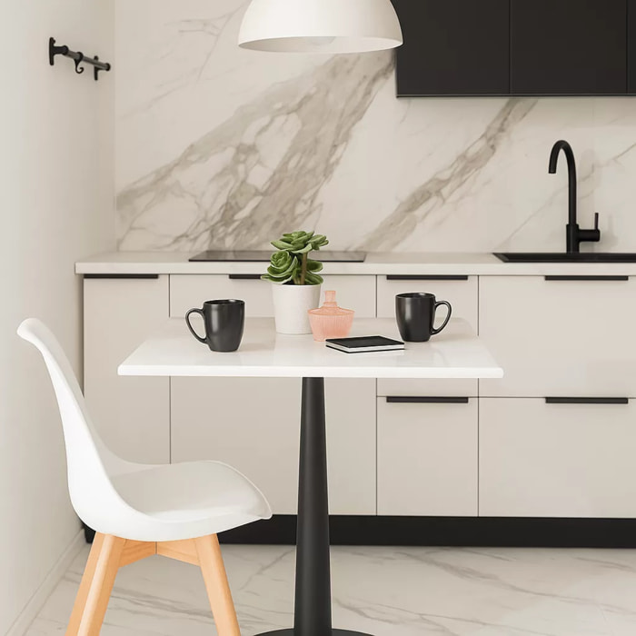 Table Bistrot Capri 70x70cm marbre blanc Kare Design
