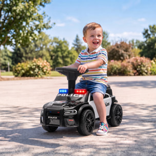 AIYAPLAY Coche Correpasillos de Policía para Niños de 18-36 Meses, Correpasillos con Luz, Música y Espacio de Almacenaje, 65x29,5x36 cm, Negro