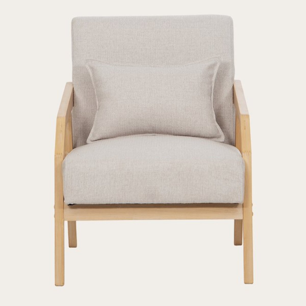 Fauteuil Limae -bois massif dhévéa et revêtement-couleur naturel 64 x 84 x 77 cm