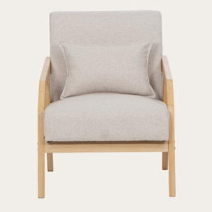 Fauteuil Limae -bois massif dhévéa et revêtement-couleur naturel 64 x 84 x 77 cm