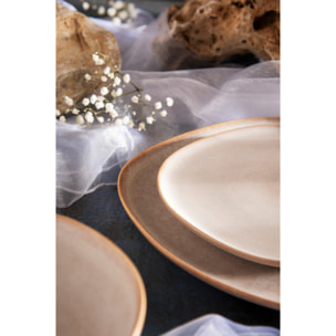 Service 12 assiettes Excelsa Stone, stoneware, blanc