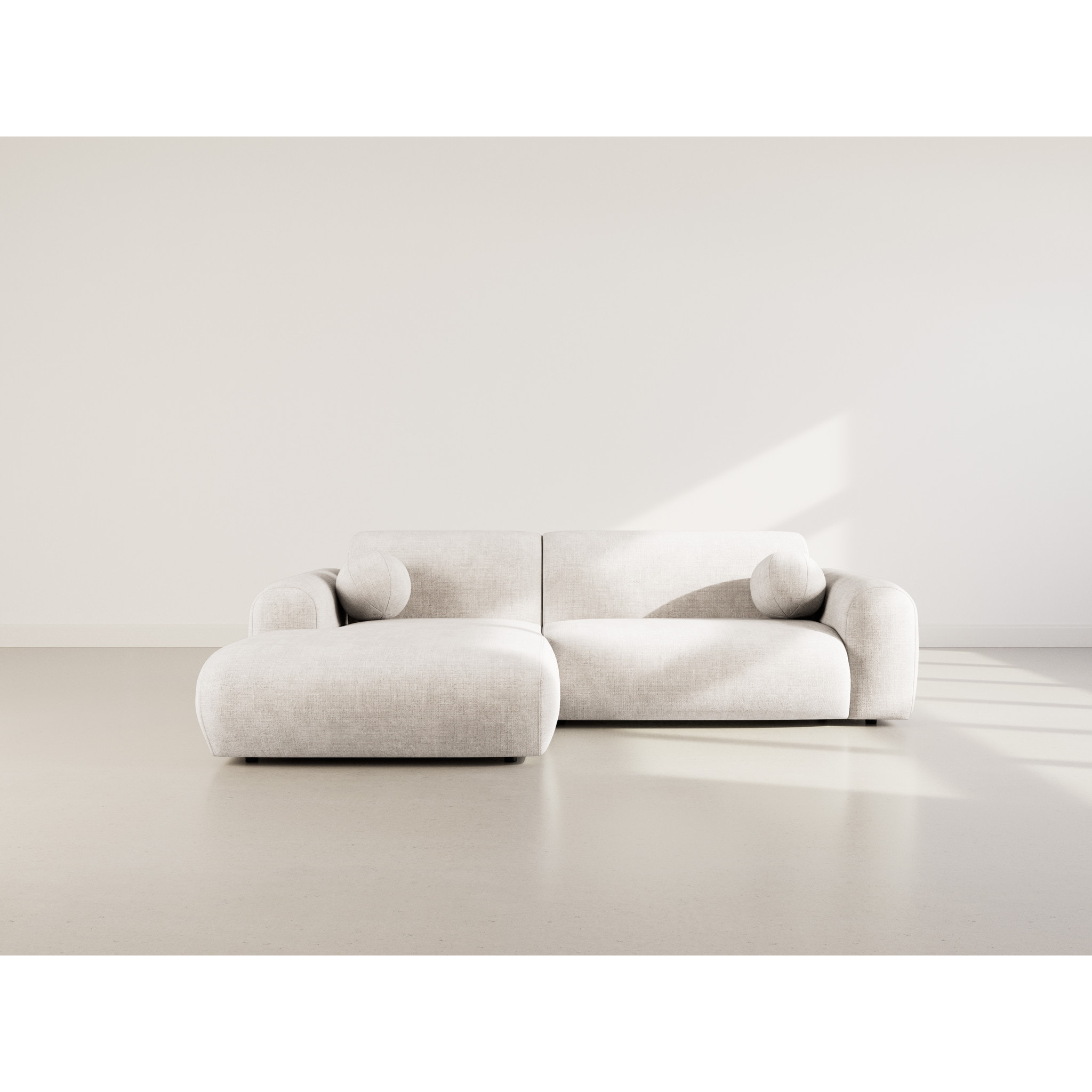 Louise - Canapé d'angle gauche 4 places en velours texturé - Beige