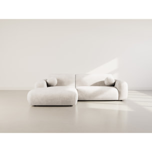 Louise - Canapé d'angle gauche 4 places en velours texturé - Beige