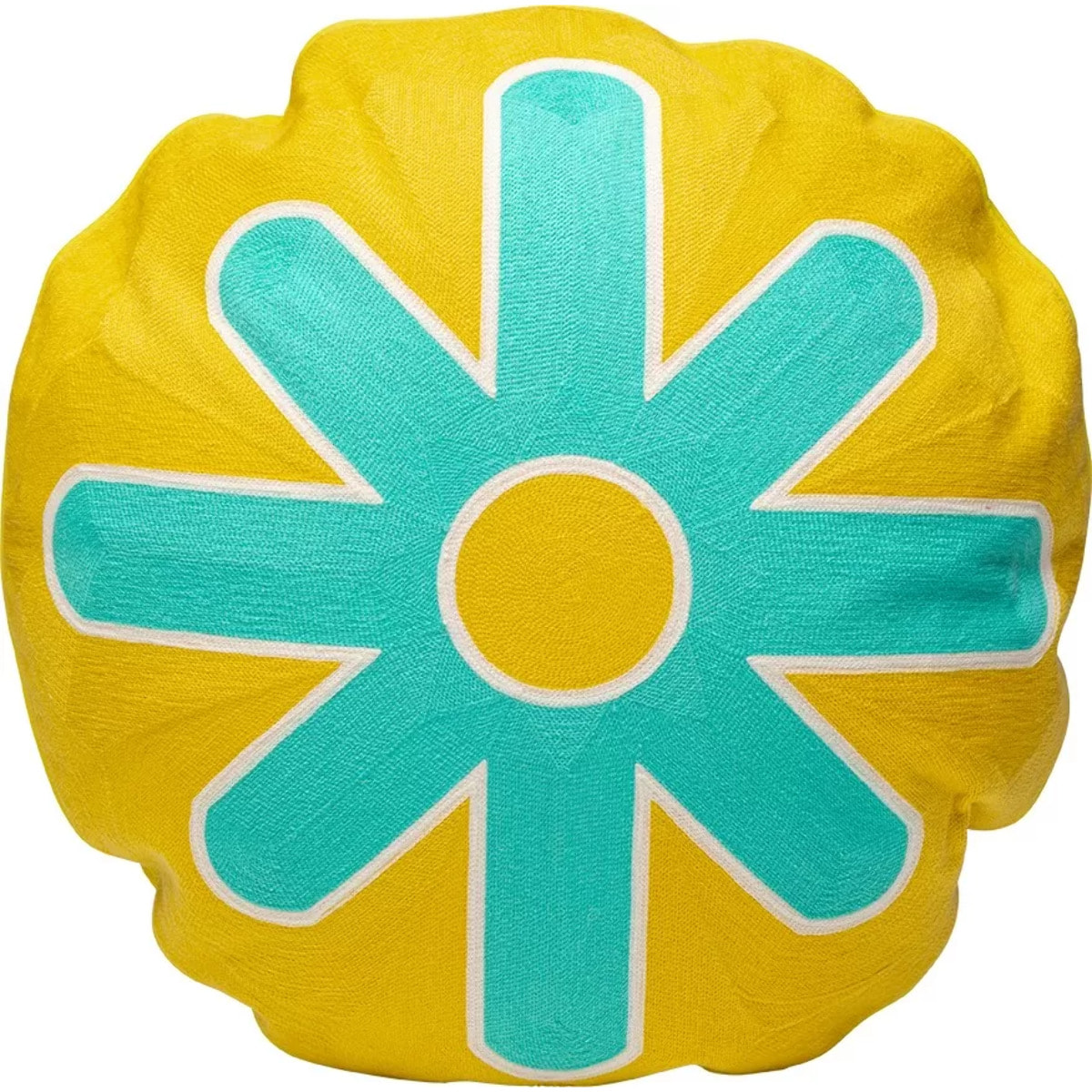 Coussin Icon soleil jaune et turquoise Kare Design