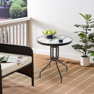 Tavolino da Giardino Island con Top in Vetro Temperato 60 cm