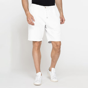 BERMUDA CHINO IN TESSUTO LINO E COTONE CON COULISSE
