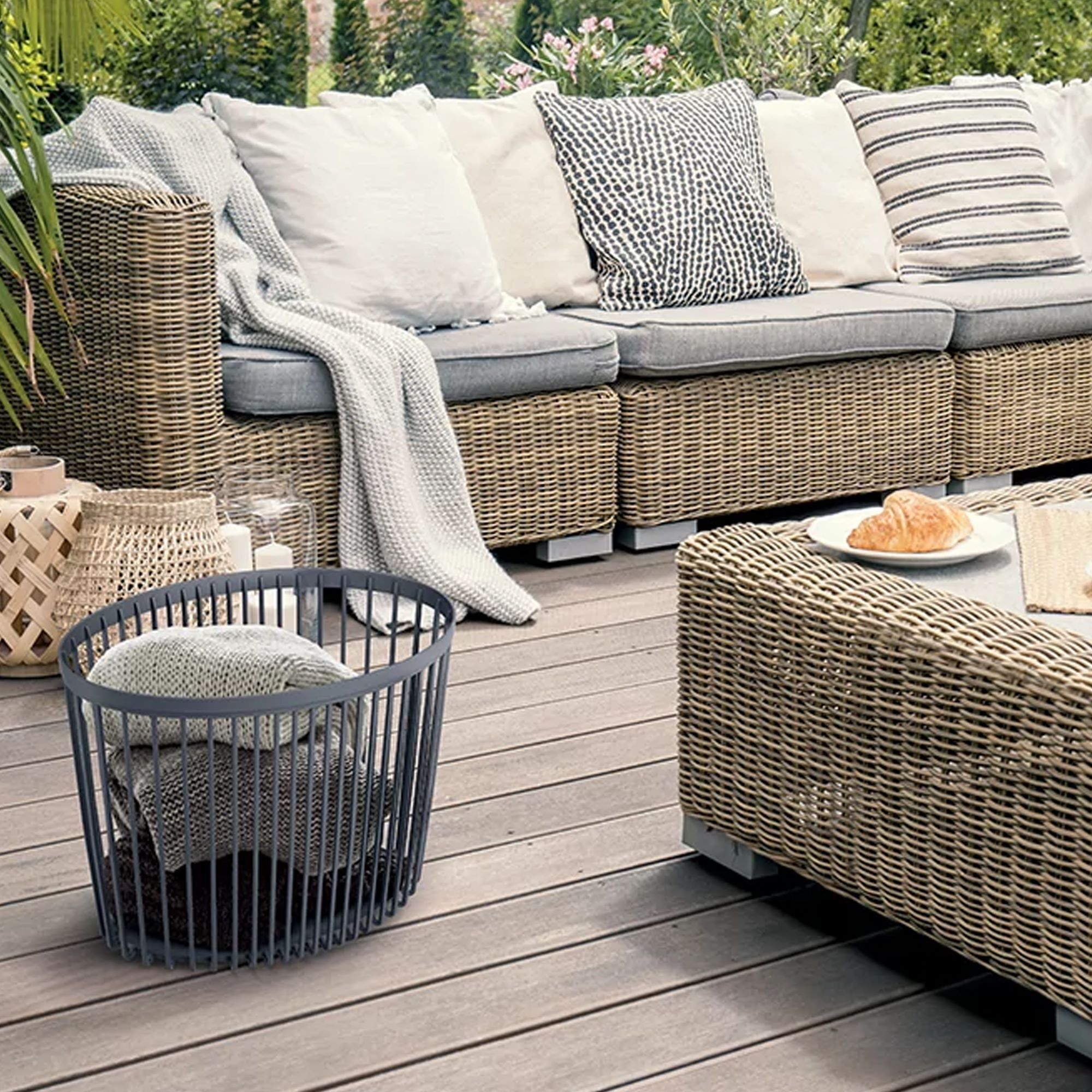 Set de 2 cestas de jardín soporte - mesa auxiliar decorativa clubo , dimensiones (mm) 568x348x450, color antracita