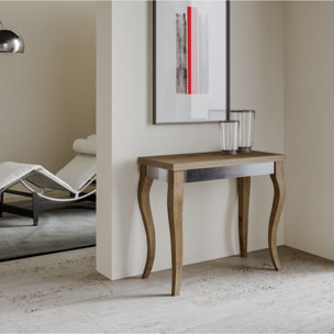 Console extensible portefeuille 90x45/90 cm Olanda Librox Noyer cadre Gris